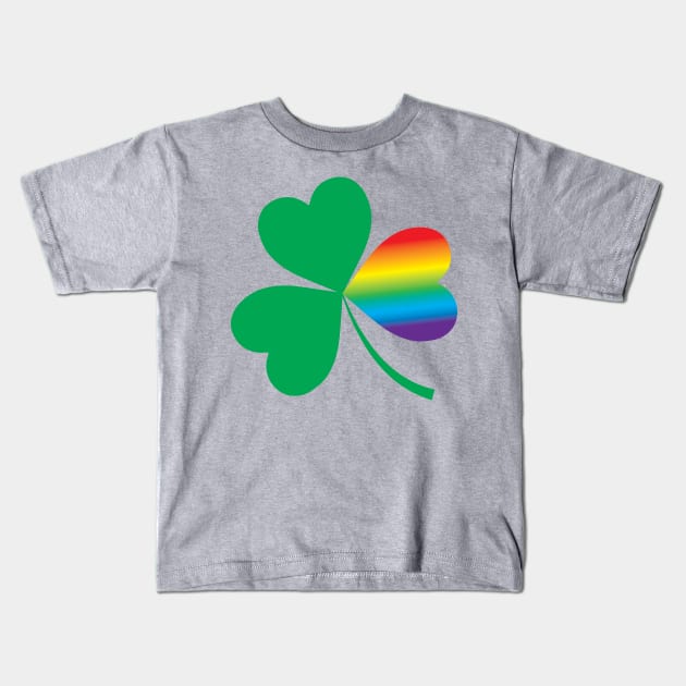 St. Patrick's Day Shamrock With LGBT Rainbow Twist Kids T-Shirt by magentasponge